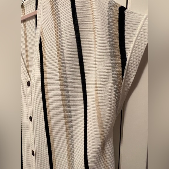Amuse Society cardigan sweater dress. White with gold/black stripes. Size S - Picture 2 of 4